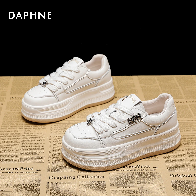 Daphne/达芙妮小白鞋女2024夏季新款时尚百搭厚底增高运动休闲鞋