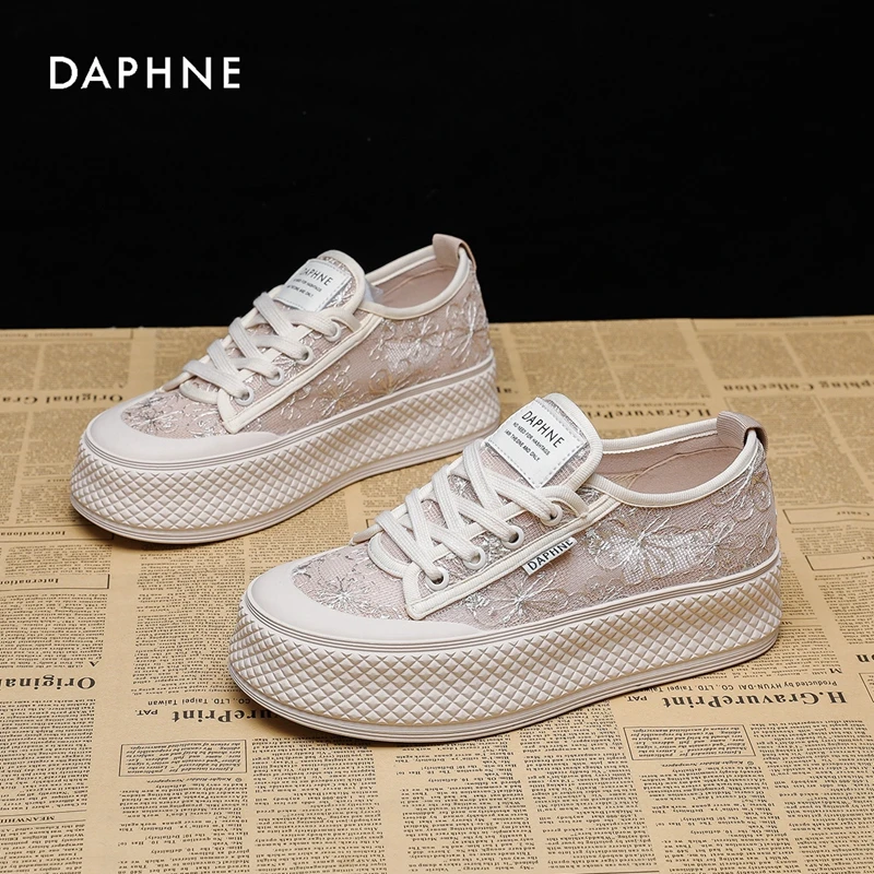 Daphne/达芙妮渔夫鞋女2025夏季新款时尚蕾丝休闲单鞋时尚女鞋