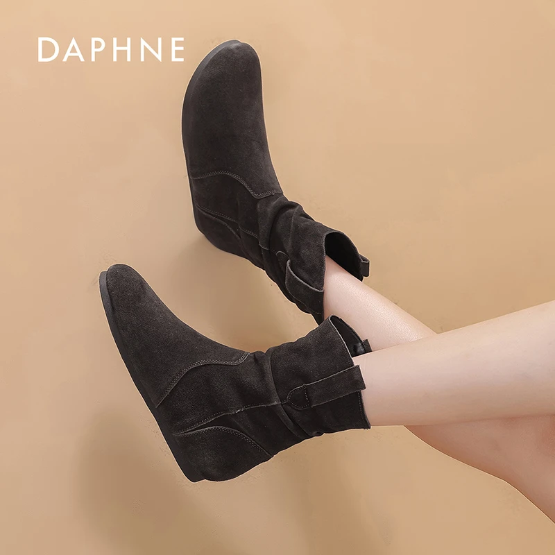 Daphne/达芙妮勃肯短靴女2025新款秋冬加绒美拉德堆堆靴松果靴子