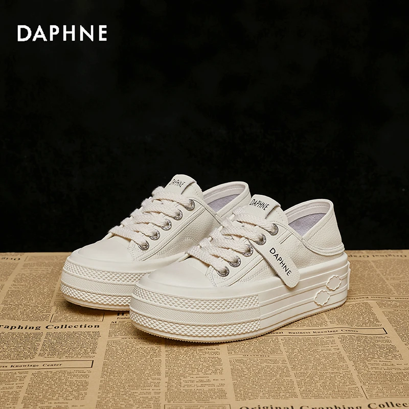 Daphne/达芙妮小白鞋女2025夏季新款休闲厚底板鞋百搭运动休闲鞋