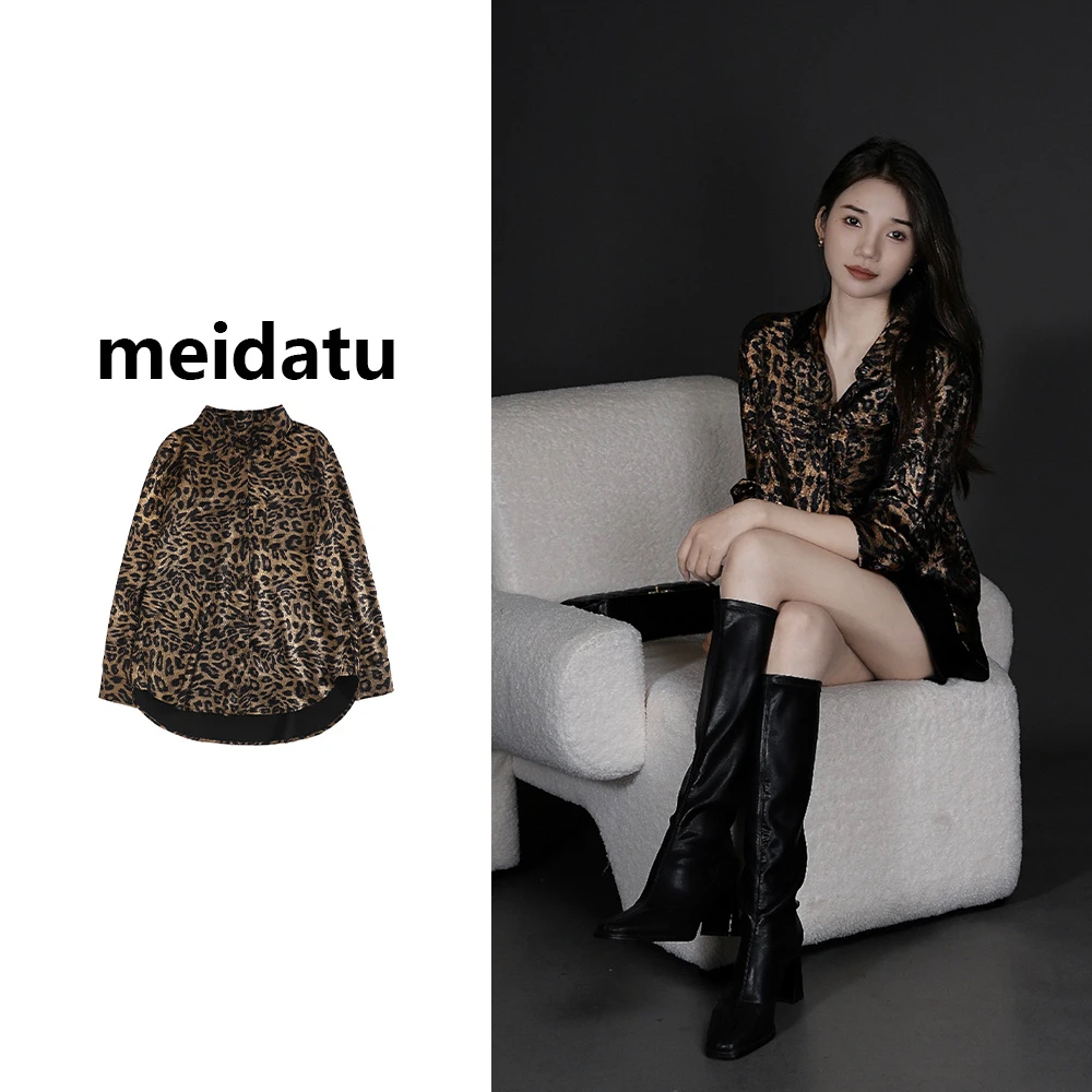 （时髦态度）率性豹纹衬衫（bk2778-9Q）