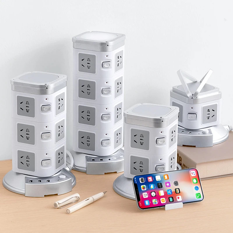 立体式插座宿舍电脑桌面插线板家用多功能插排带USB多孔位接线板