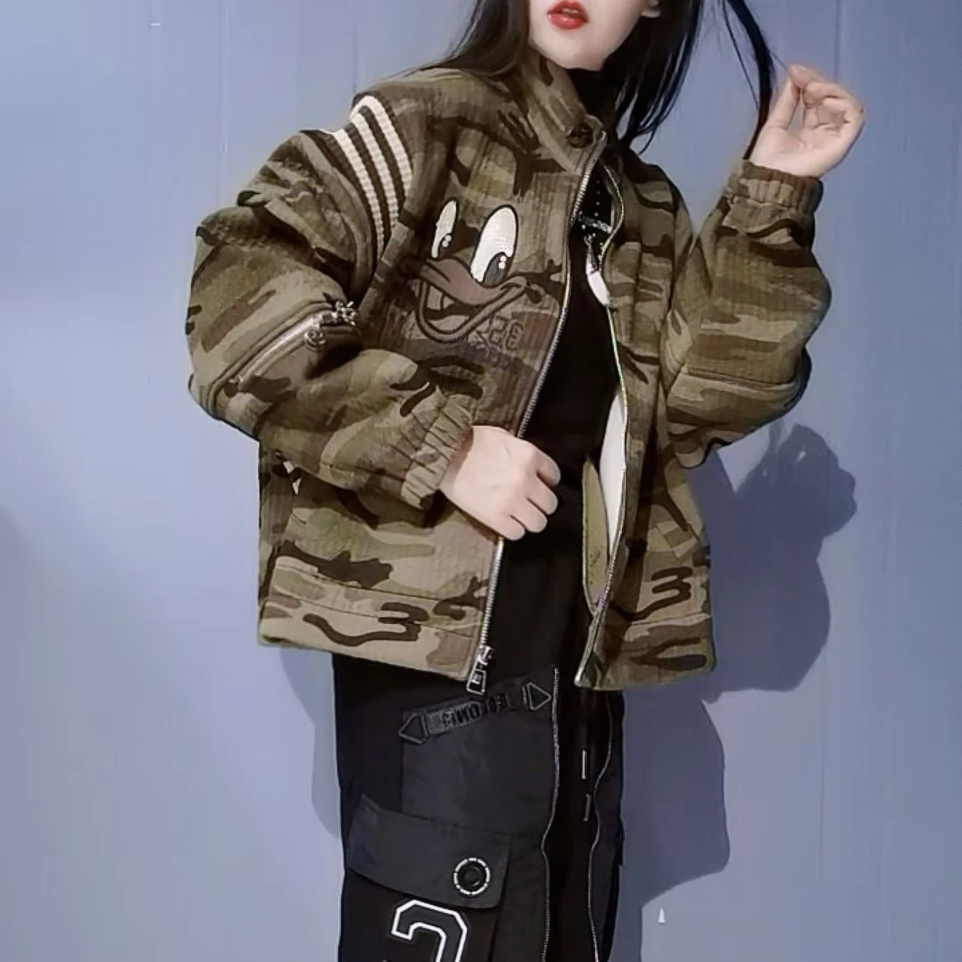 潮牌时尚休闲宽松潮流拉链拼接加绒加厚外套