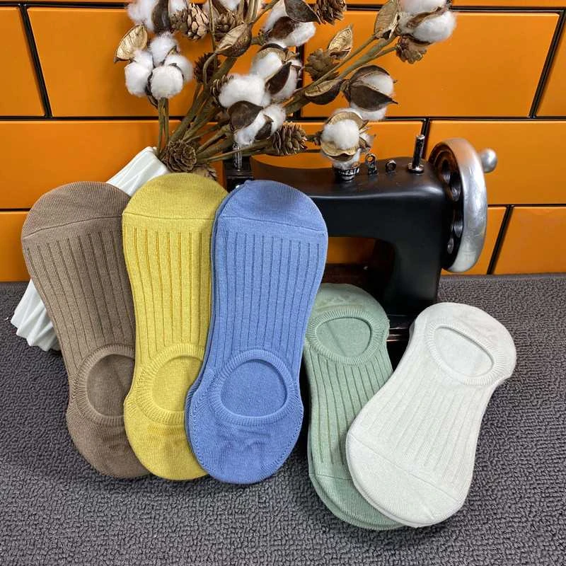 条纹隐形袜子男士船袜浅口低帮薄款透气棉质春夏季硅胶防滑短筒袜