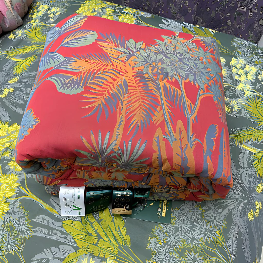 【浮力】【森林秘境红色】150x200单人被双层纱布床双面精梳细纱柔