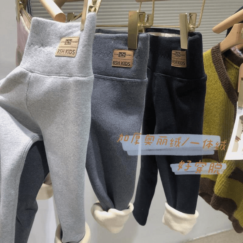2023冬季女童加绒打底裤秋冬新款中小童一体绒高腰保暖裤宝宝冬装