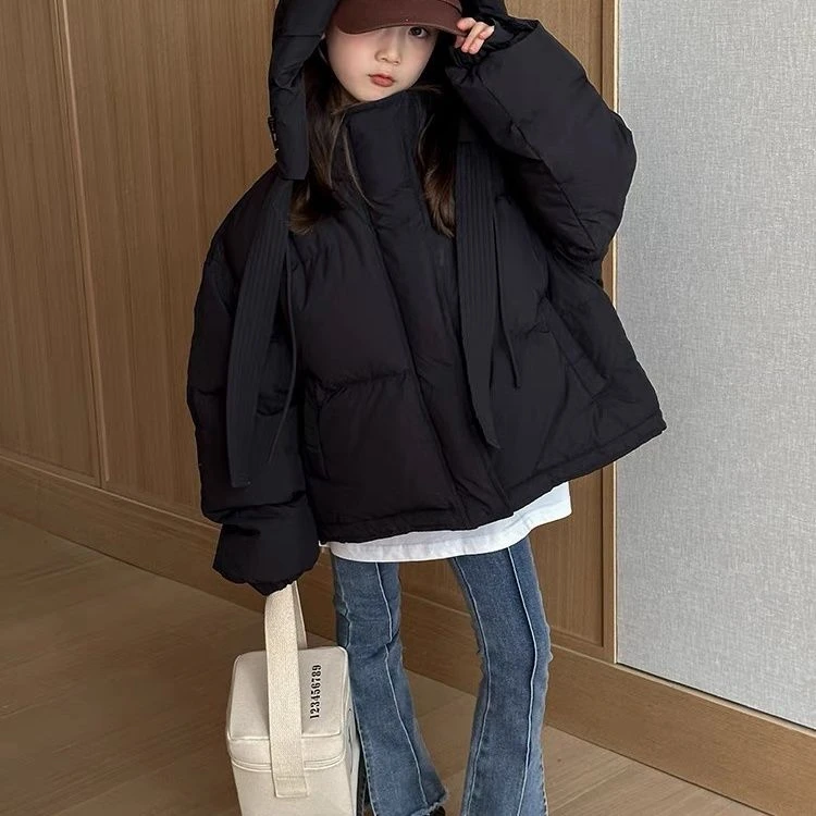 2023新款冬韩版休闲童装宽松面包服洋气外套中厚女童儿童棉服