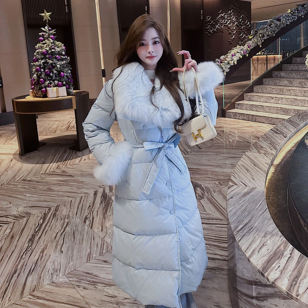 【冬日暖歌】编织感大狐狸毛毛领羽绒服XS40676