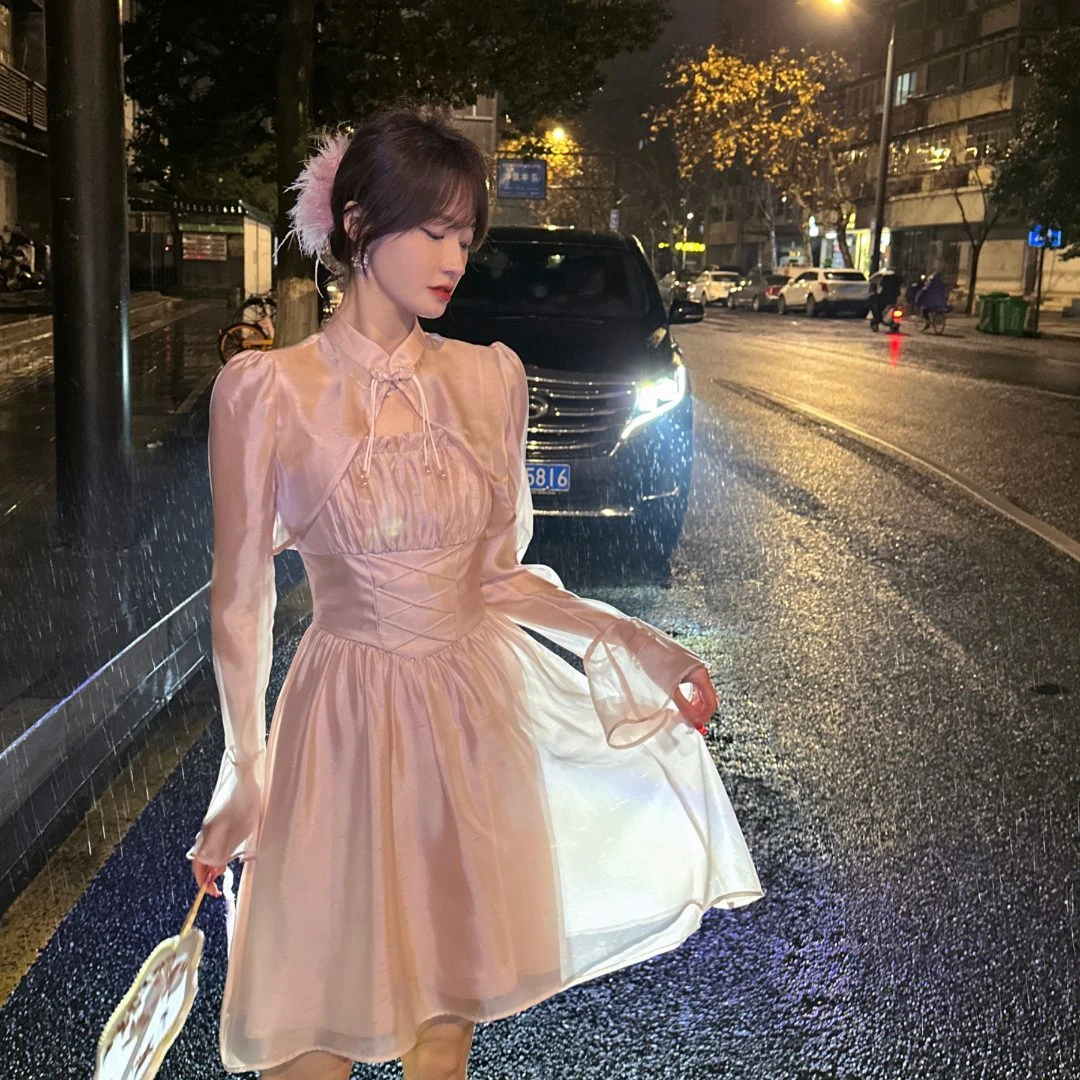 新款梦里行舟气质中国风罩衫显瘦吊带裙洋气女装时尚XZ31013#