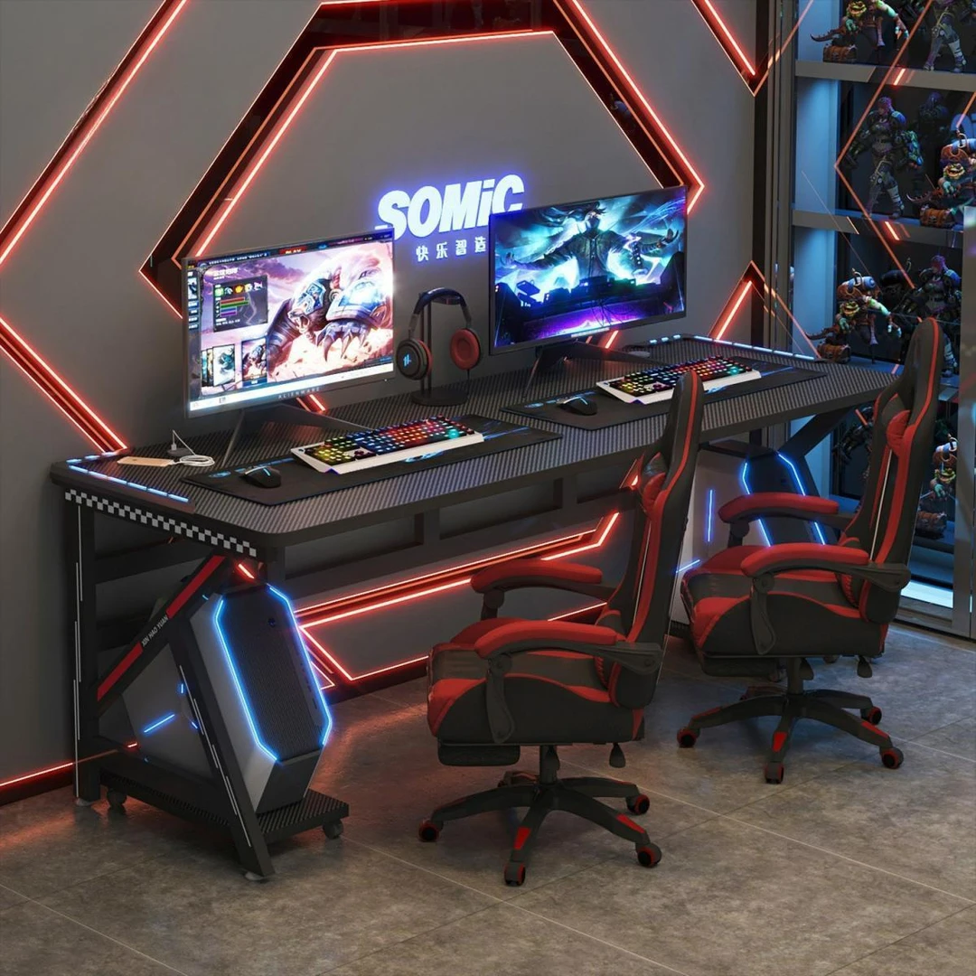 电脑桌台式家用写字办公网吧电竞桌椅组合套装酒店双人游戏情侣桌