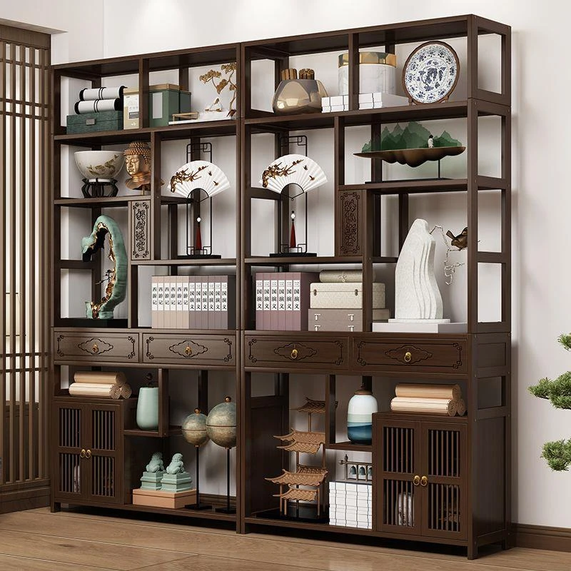 博古架仿古中式书柜茶柜置物架酒柜书架茶叶现代简约展示柜多宝阁