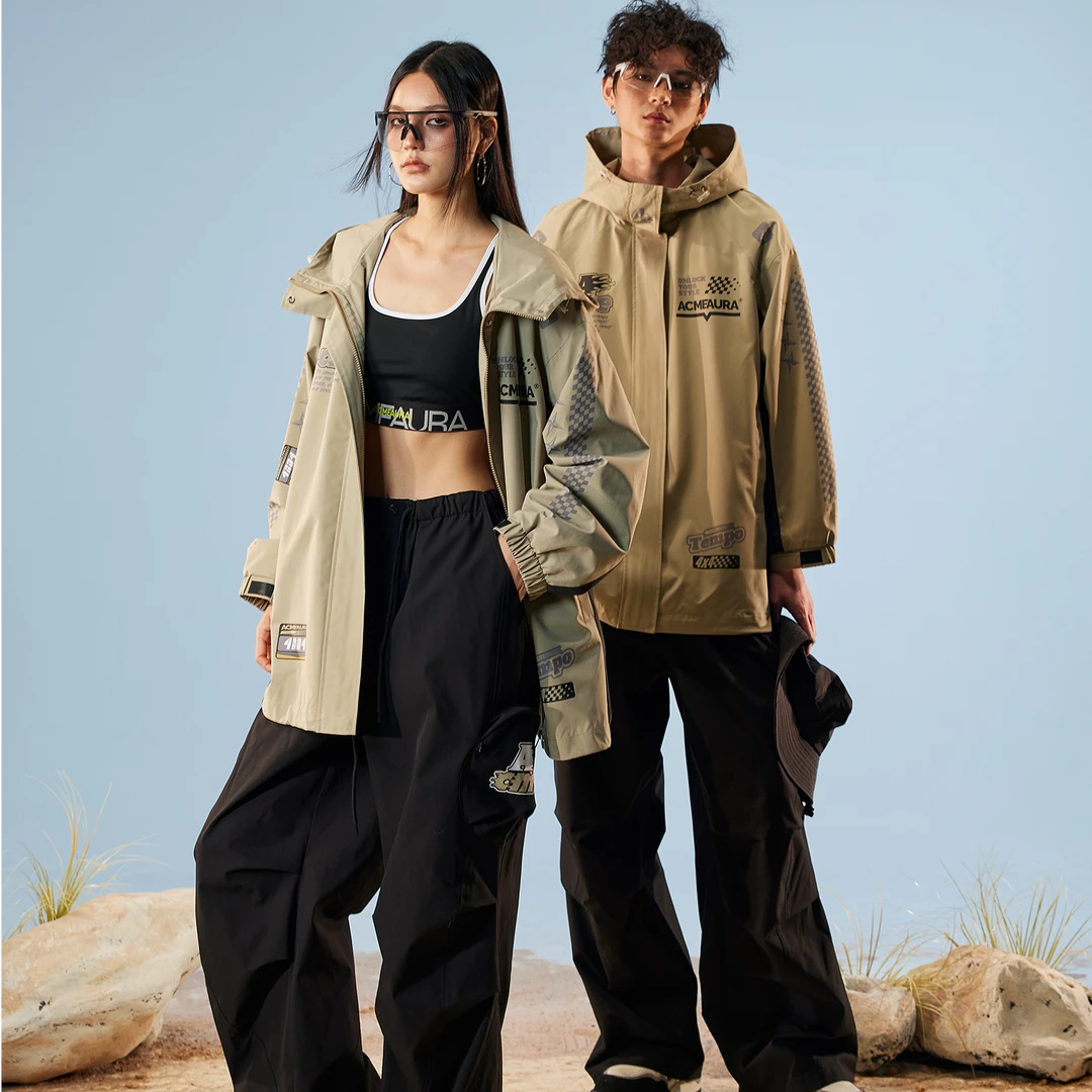 ACMEAURA城市运动 冲锋衣连帽外套户外登山露营防风防水透湿夹克