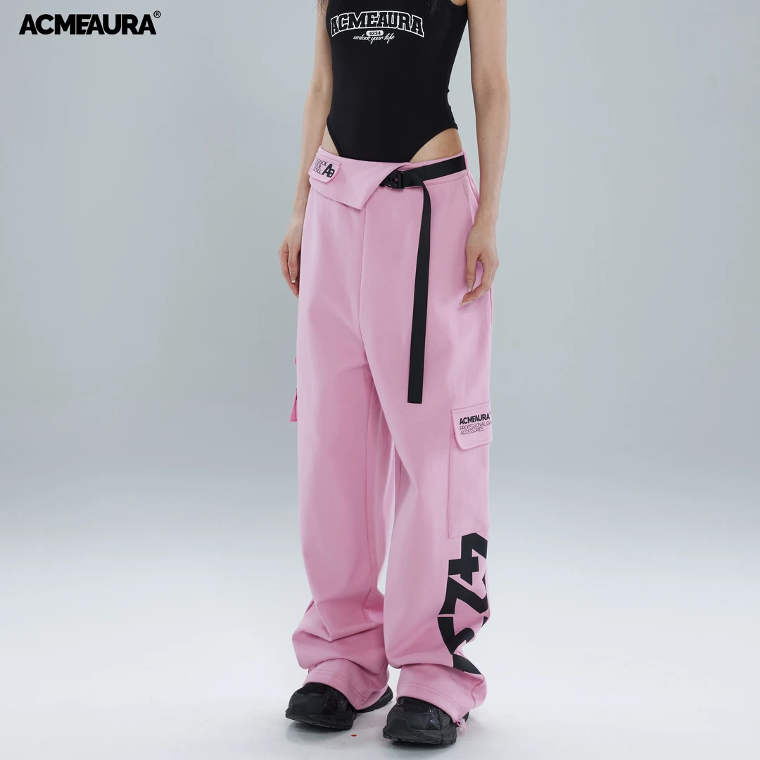 ACMEAURA爵士舞情侣女夏季跳舞街舞垂感卫裤宽松不对称抽绳休闲裤