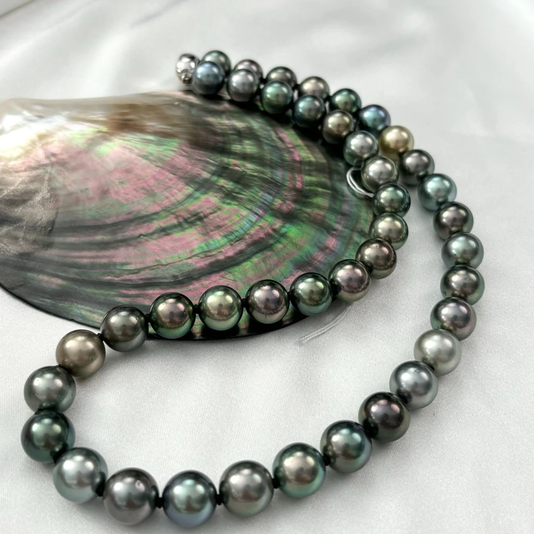 虹辉海水大溪地8-11mm 混彩项链 真科研大证 719