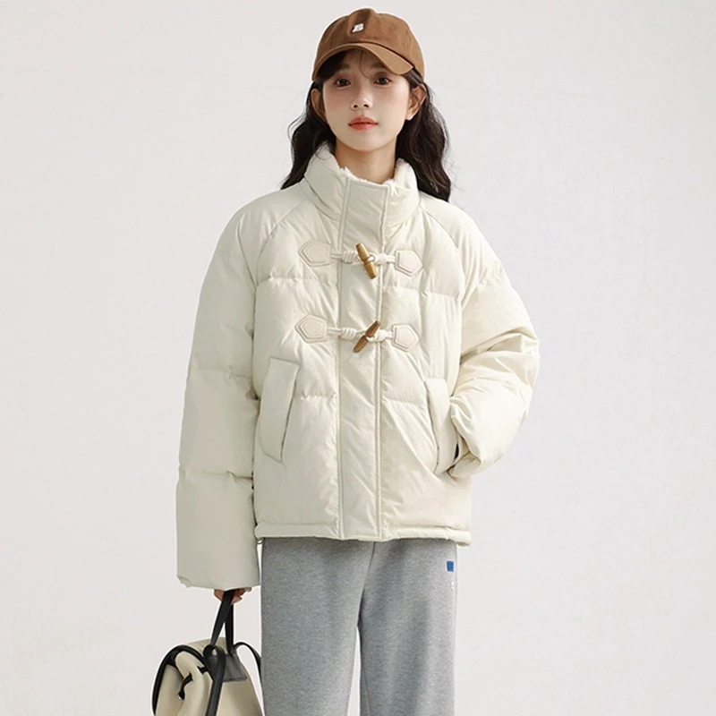 短款棉衣女2024新款面包服韩版牛角扣棉袄小个子羽绒棉服学生外套