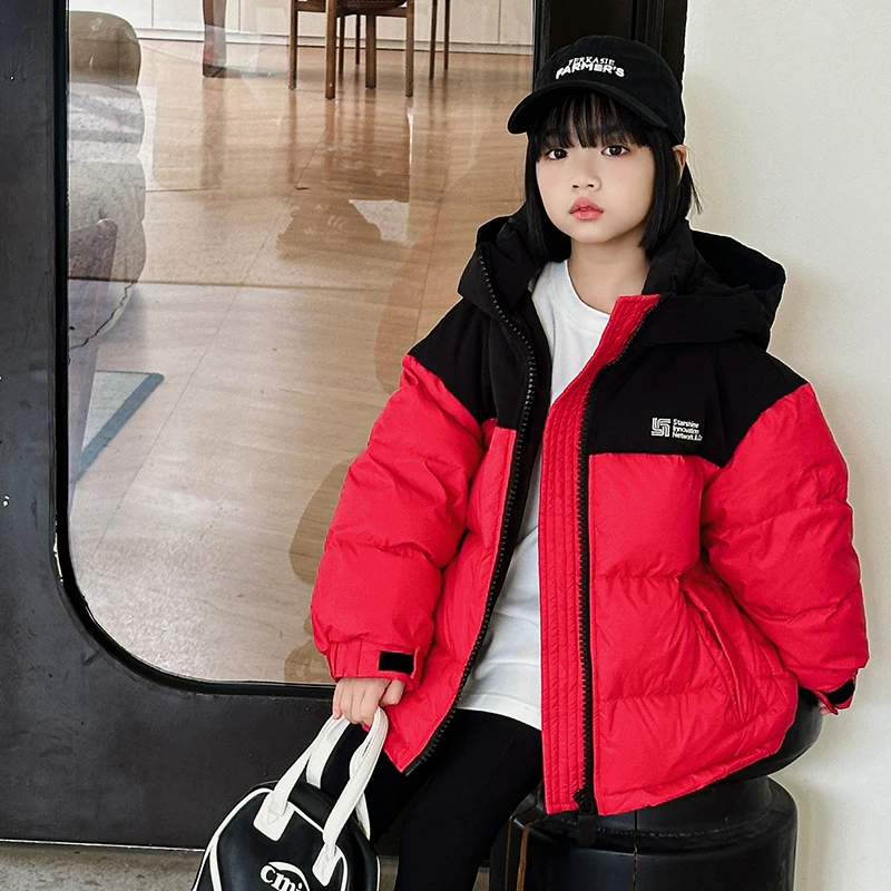 2024新款加厚保暖童装白鸭绒外套休闲时尚连帽儿童羽绒服