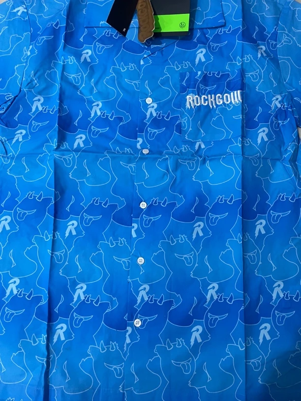 EH满印抽象图案保暖秋冬冬季短袖衬衫男女同款