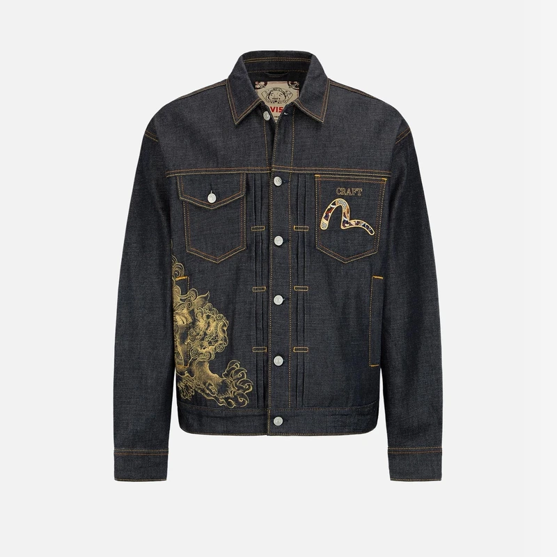 EVISU 2023秋冬新款海鸥刺绣标志复古牛仔夹克2EAHTM3DJ1900LFCT