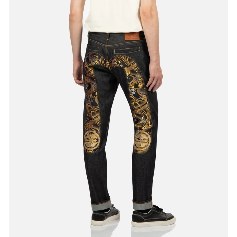 EVISU 秋冬男士嵌条提花大M休闲复古牛仔裤 2EAHTM2JE92817CT