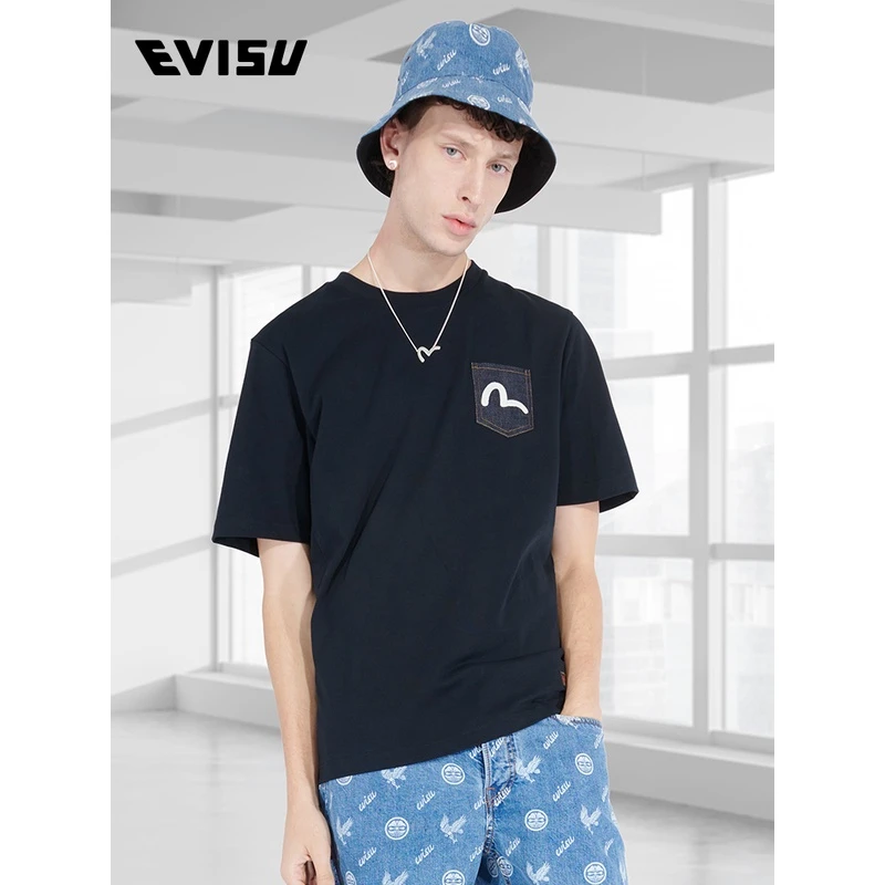 EVISU 2024春夏新款 男士牛仔口袋海鸥刺绣短袖2ESHTM3TS572XXCT