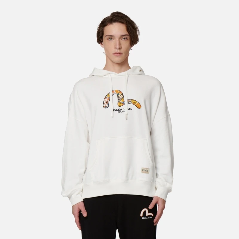 EVISU 春夏新款达摩与招财猫印花连帽休闲卫衣2EAHTM2SW332LFCT