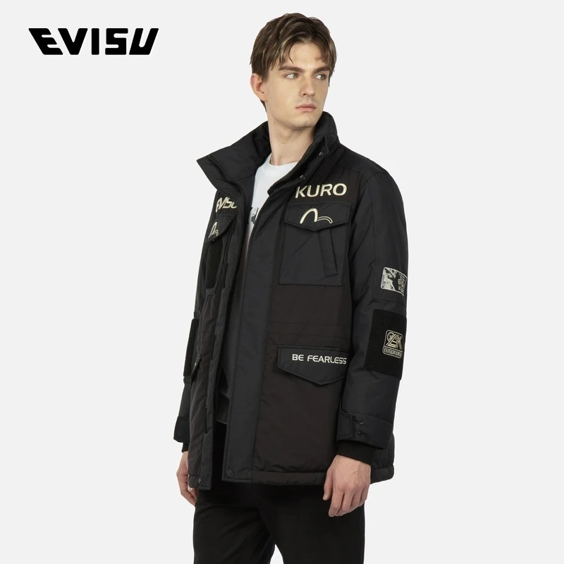 EVISU 新款男士标志刺绣高端派克休闲羽绒外套 2EAADM2NC789XXPL