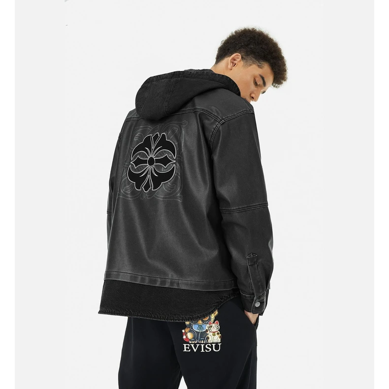 EVISU 2024年冬季 男士海鸥和家花刺绣夹克2EAHTM4JK1023XXSN