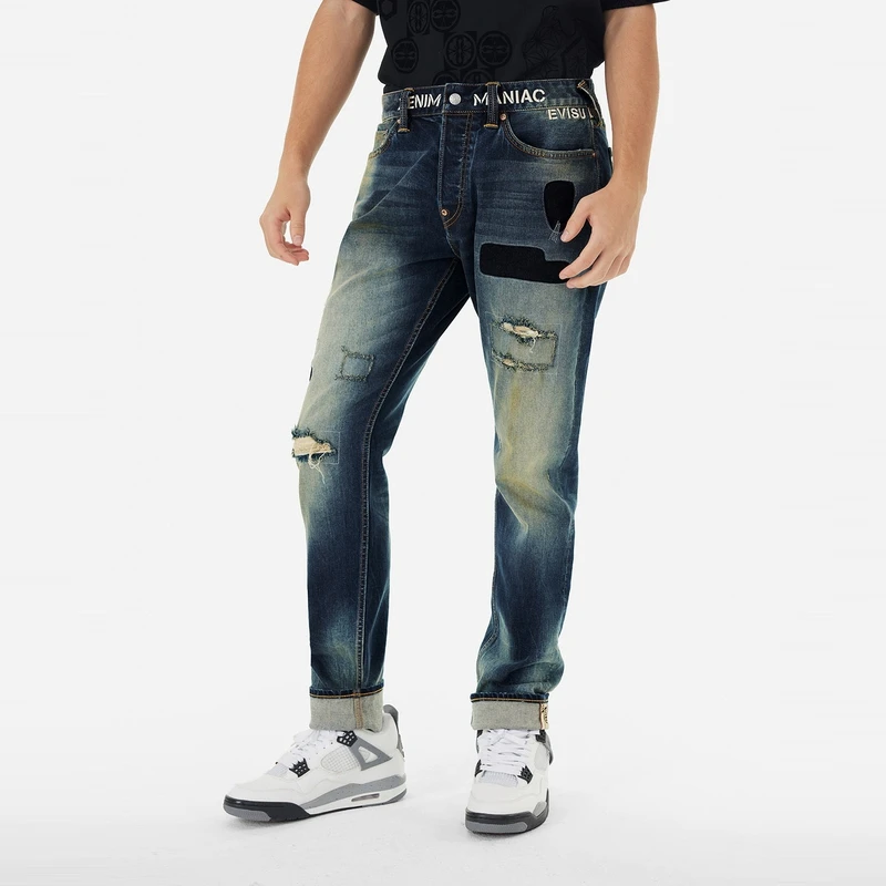【雅丹风】EVISU2024秋季海鸥刺绣窄脚牛仔裤2EAHTM4JE801117DP