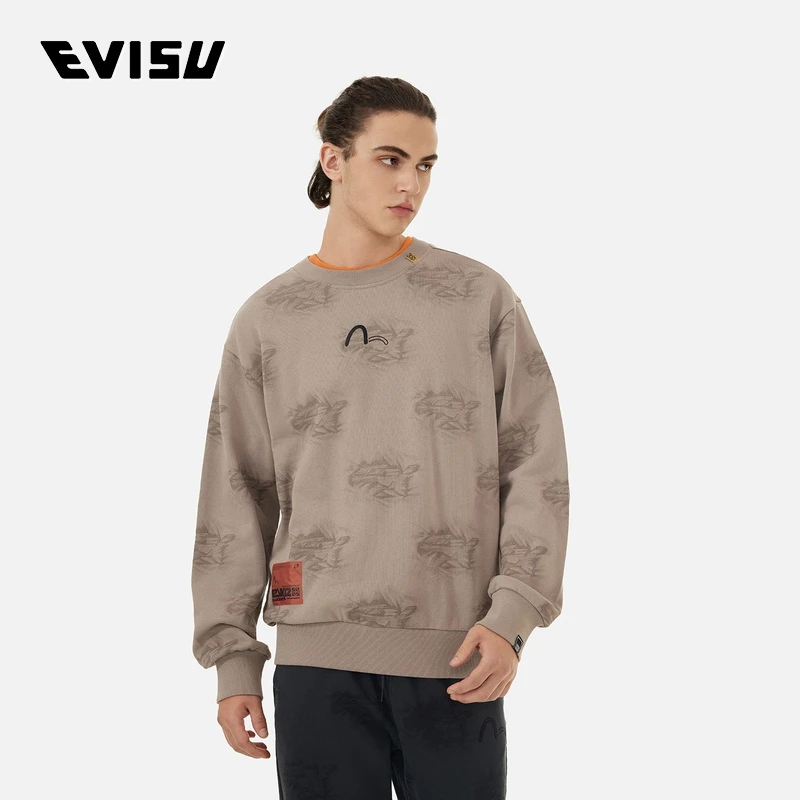 EVISU KURO 2024秋季男士满地褶皱印花卫衣2EAGNM4SW5105XXCT