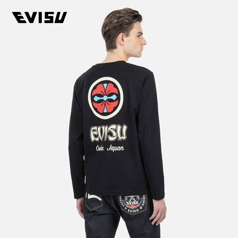 EVISU 新款海鸥印花圆领套头舒适打底长袖T恤2EALRM2TL630XXCT
