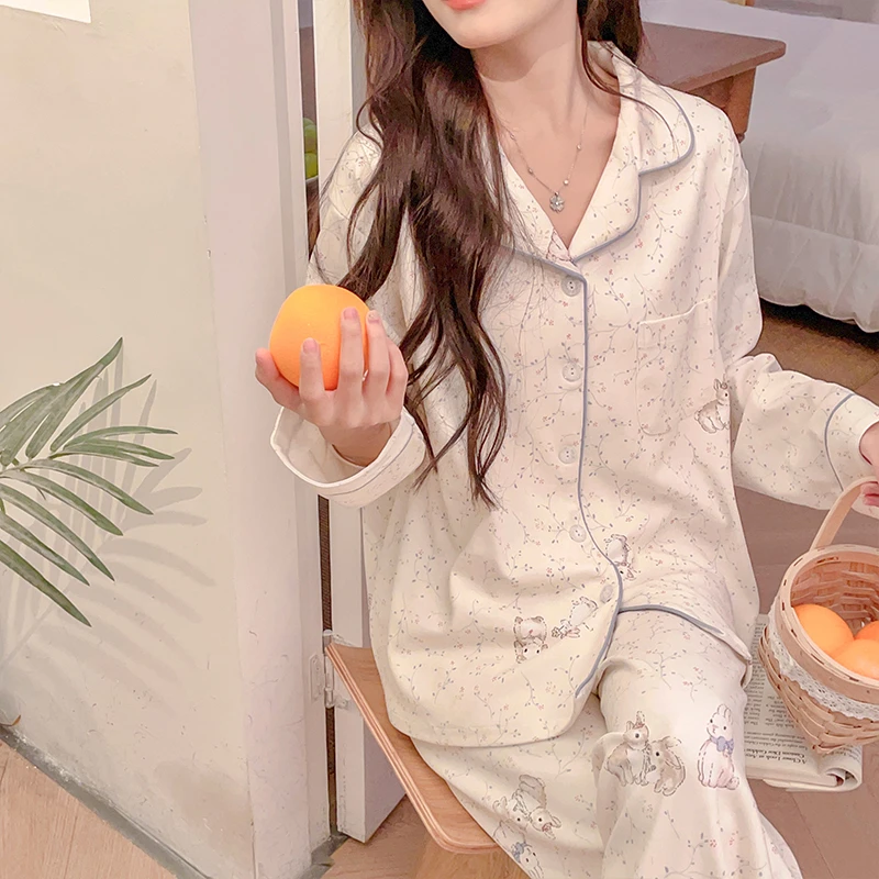 【云感棉带胸垫】棉长袖月子服产后气质家居服怀孕期孕妇哺乳睡衣