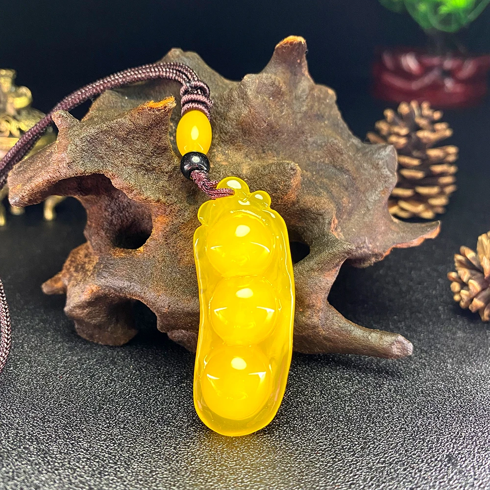 吊坠D239小豌豆夹细绳子黄色时尚项链毛衣链潮流复