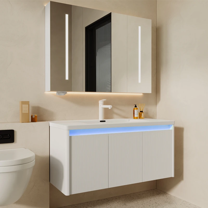 GOOBASEN/古柏森浴室柜现代简约风陶瓷圆角一体盆洗脸手浴盆组合