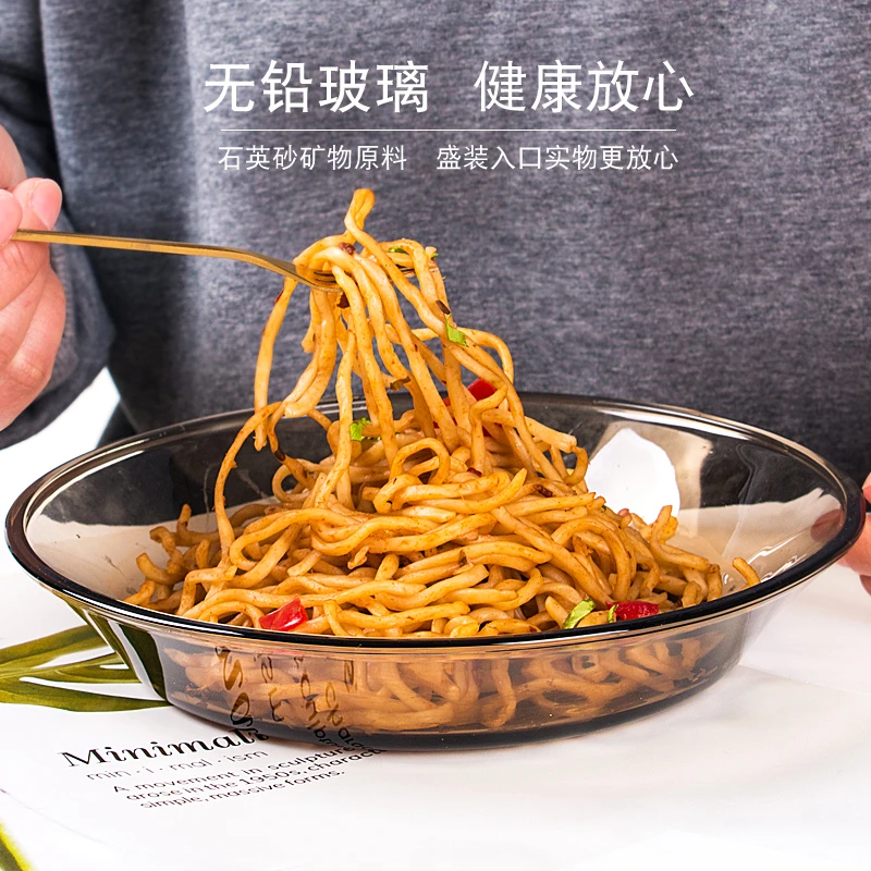 茶色玻璃盘子两只装（不可微波 蒸 煮）