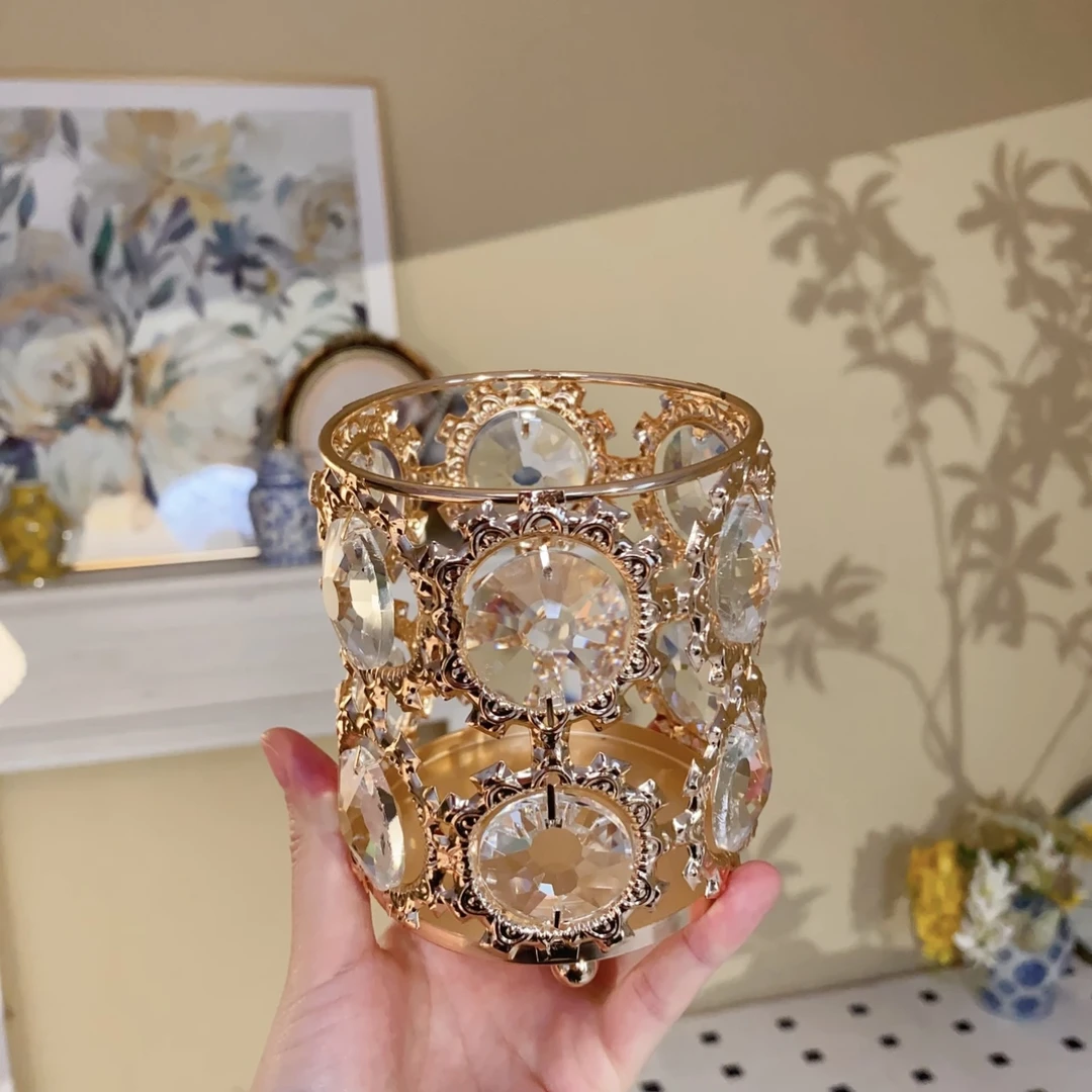 欧式轻奢收纳筒透明收纳盒创意家居桌面首饰盒笔筒收纳筒摆件