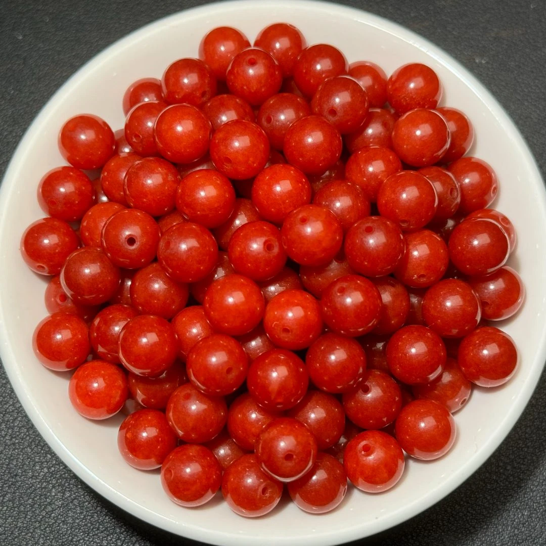 散珠天然锦红 10mm 30颗 随2颗（赠弹力绳）D053