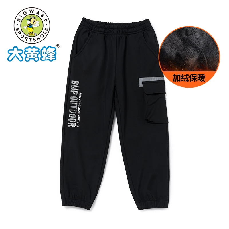 大黄蜂童装冬季男童运动裤秋加绒加厚长裤儿童休闲裤D7323561662