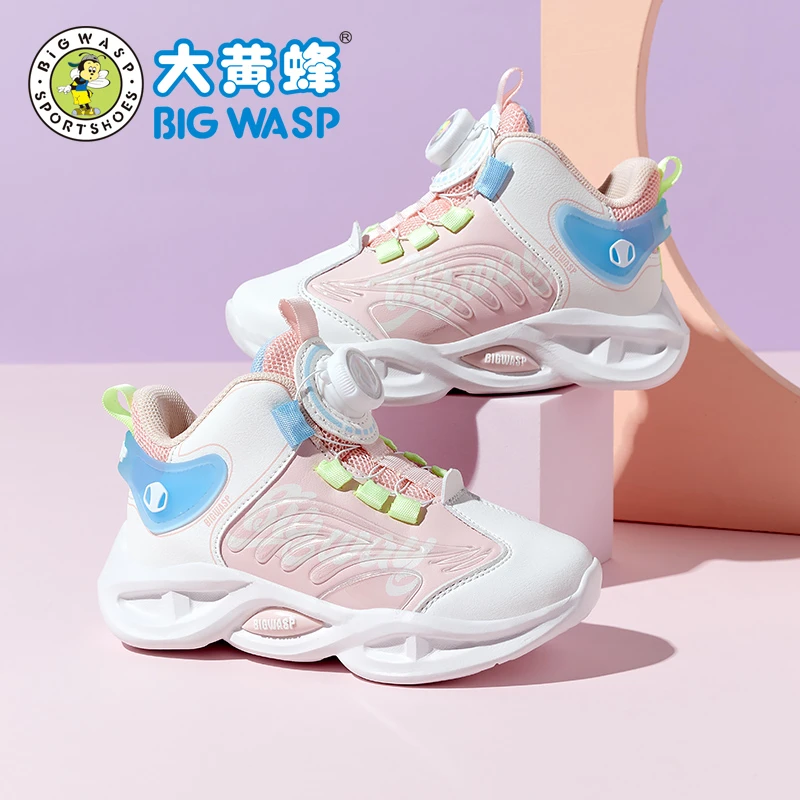 大黄蜂童鞋女童运动鞋秋季革面防水休闲鞋轻便软底女孩子跑步鞋