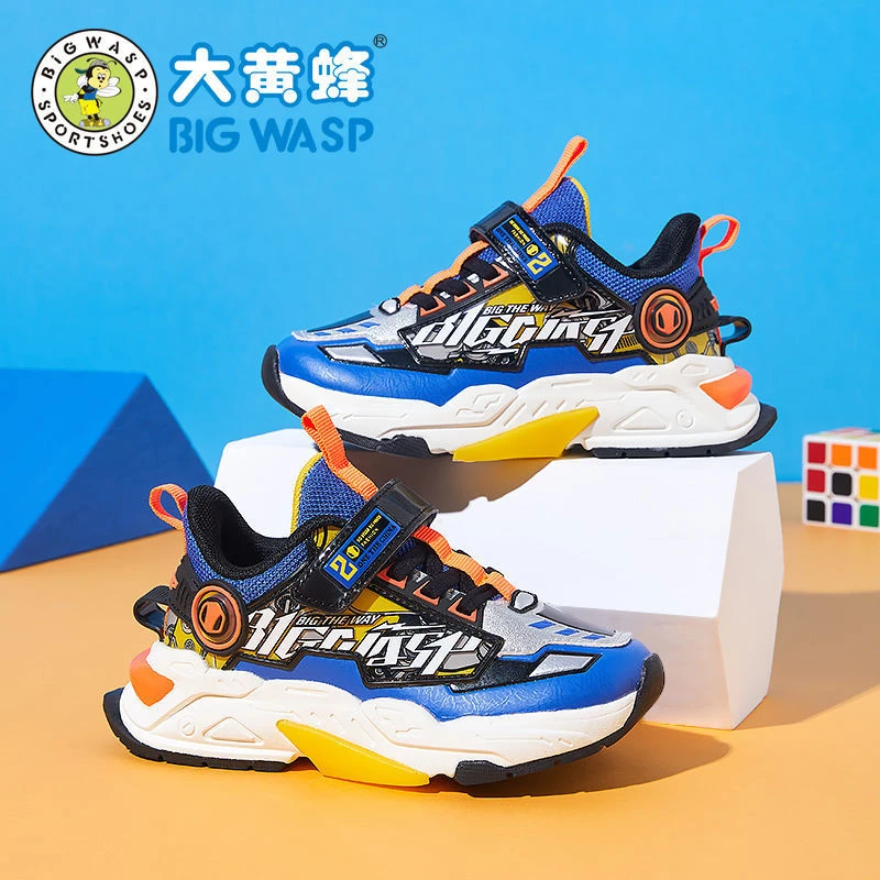 大黄蜂童鞋男童鞋子秋季儿童运动鞋革面防水防滑户外鞋D102318007