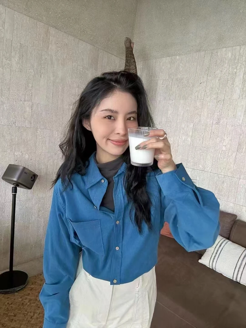 女装衬衣灯芯绒蓝色