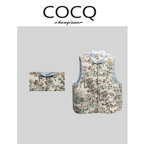 【COCQ】百花刺绣织锦锻马甲