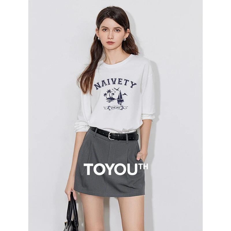 初语时尚舒适纯棉百搭T恤休闲上衣GT435006