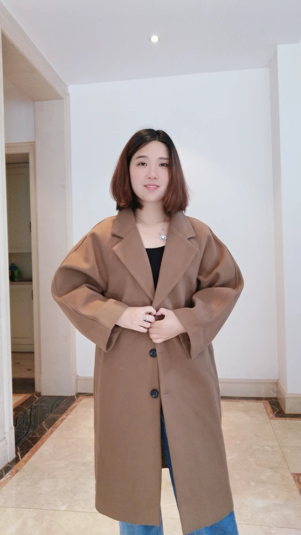 S8 三粒扣西装领中长款大衣(清仓)