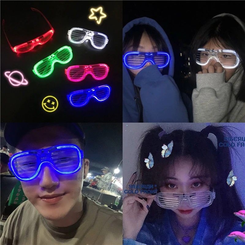 网红荧光舞LED蹦迪潮人演唱会街拍眼镜发光爆闪酒吧夜店道具辣妹