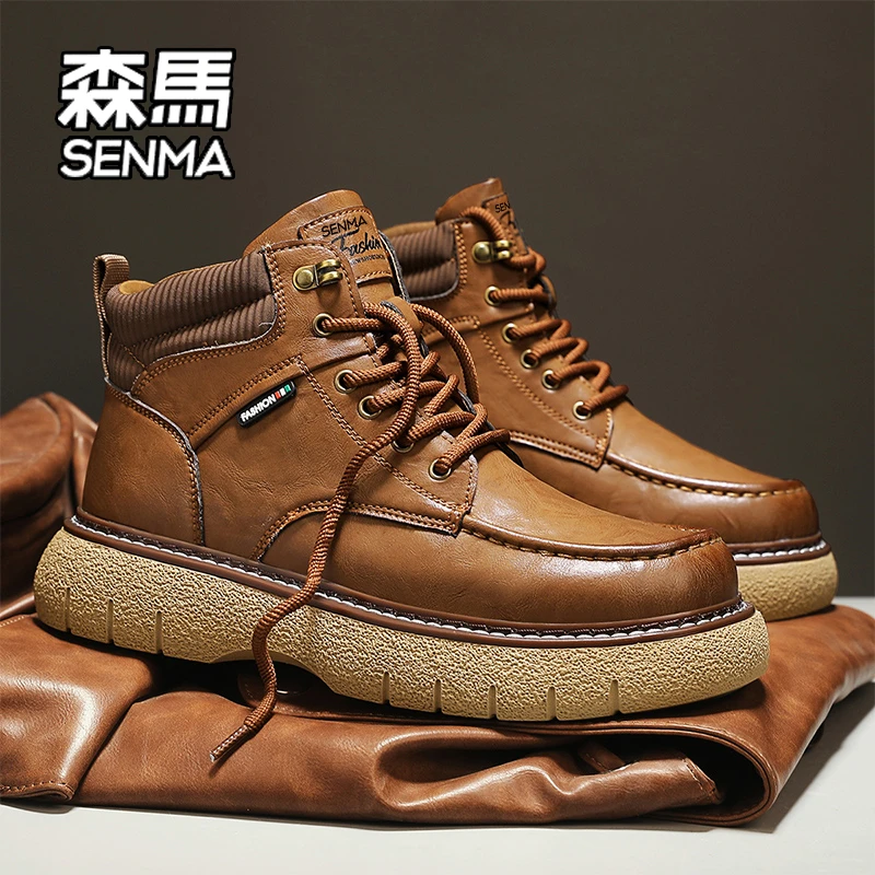 SENMA/森马马丁鞋男款高帮秋季2025新款英伦风复古中帮增高工装鞋