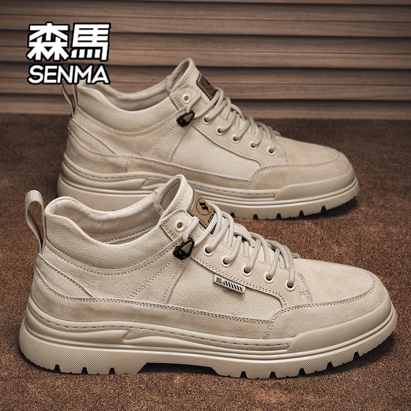 SENMA/森马厚底马丁靴男款2025秋季新款透气中帮户外运动登山男鞋