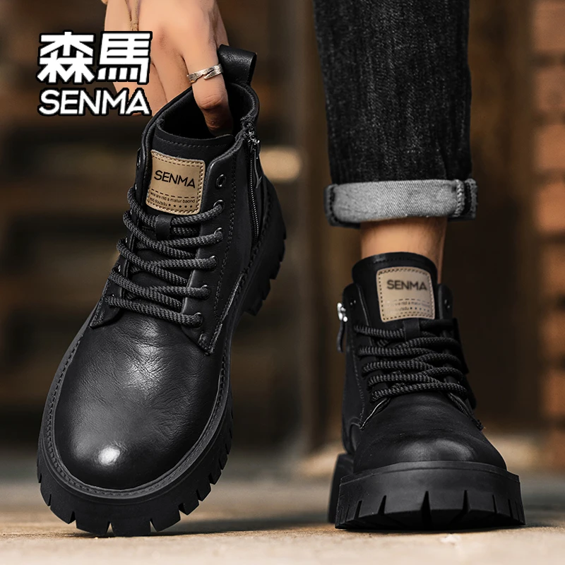 SENMA/森马马丁靴男鞋秋秋季2025新款耐磨男士高帮户外工装靴子男