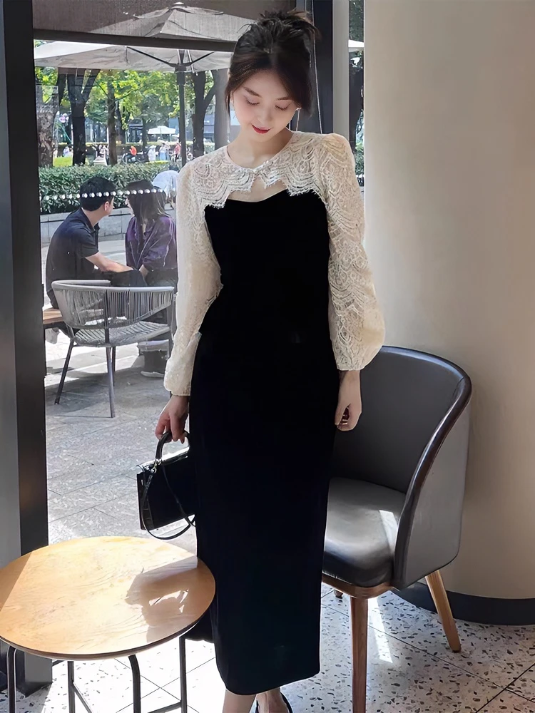 秋装高级感小香风套装裙女装2024年秋季新款蕾丝上衣半身裙两件套