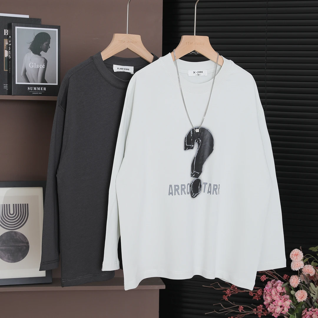 【TTM kids】男女童2024年新款秋季长袖T恤上衣中大童圆领打底衫