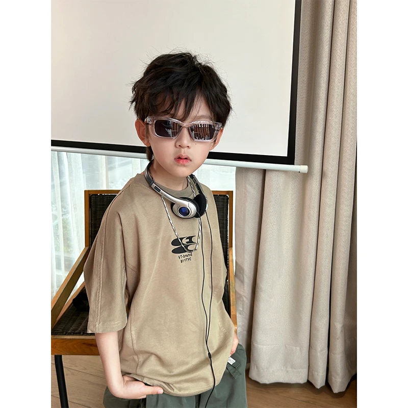 【861505】韩版男童圆领短袖T恤卡通儿童中大童夏季重工百